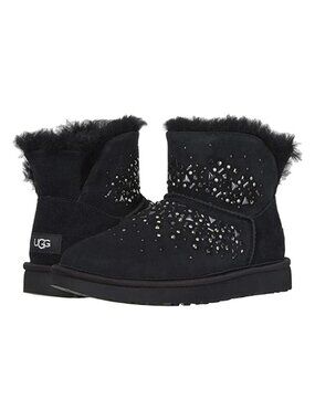 New! UGG Classic Galaxy Mini Bling Boot Black Suede Size 7 1103799 DD26